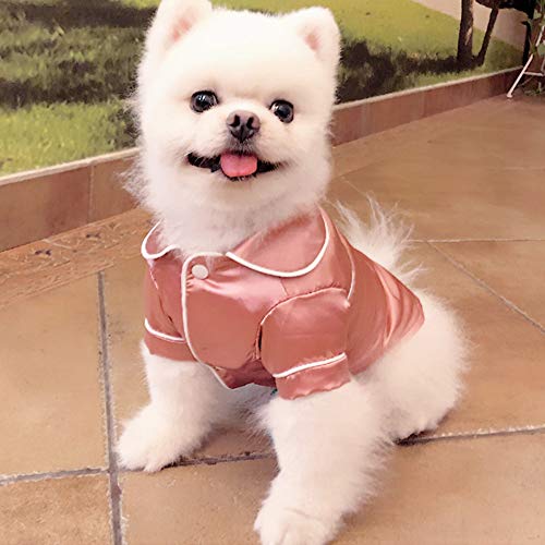 Rayminsino Pet Autumn And Winter New Pajamas Teddy Bomei High-End Silk Cotton Bathrobe Robe Dog Clothes (Pink, S) #TOP1