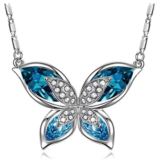 J. RENEÉ Regalos Navidad Mariposa Colgante Azul Marino con Swarovski Elements Crystal, Collares Mujer Joven, Regalos Mujer