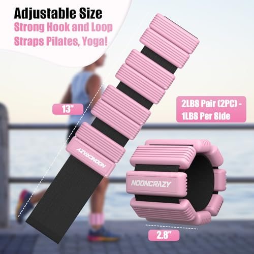 Pilates Wrist Ankle Weights for Women, Wearable Strong Arm & Leg Weights Set of 2(1Lbs Each), Adjustable Ankle Weights for Walking, Yoga, Dance, Barre, Gym by nooncrazy - Used condition - Image 4