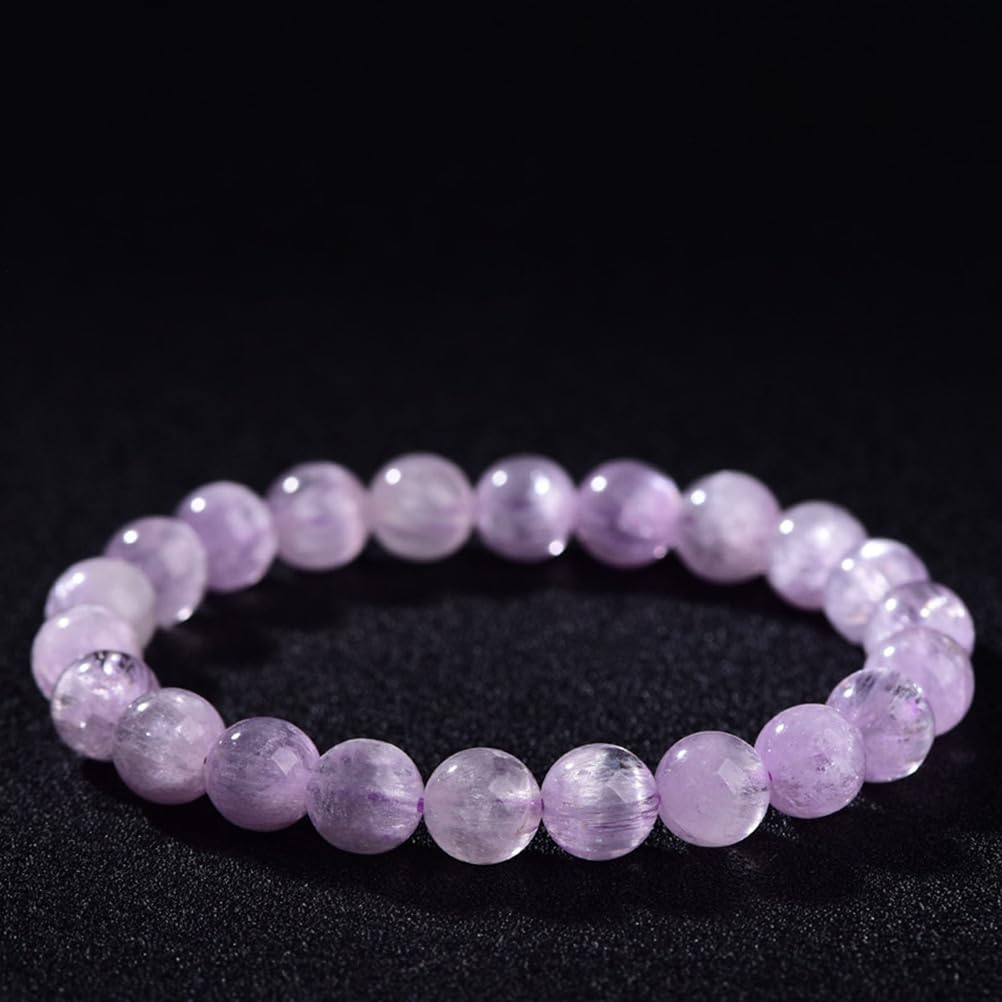 Braccialetto di Perline in kunzite Naturale | Braccialetti Elastici con Perline in Pietra Naturale per Donne e Uomini | Ideale per Tutte Le Feste | Aumenta l'energia positiva,8mm