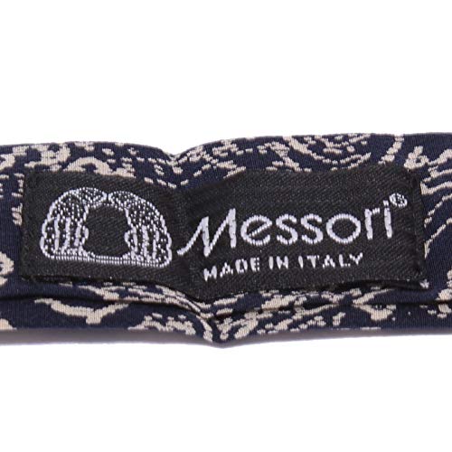 Cravatta ascot uomo silk blue beige Messori 5921Y en soie premium