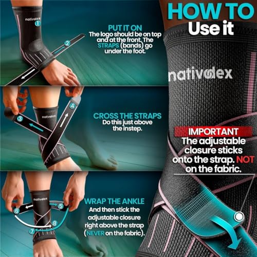 NativoDex stabilizator kostki na skręcenie – wzmocniona orteza stabilizująca, stabilizuje staw skokowy i zapobiega skręceniom, sportowa orteza na kostkę, regulowana, na obie stopy