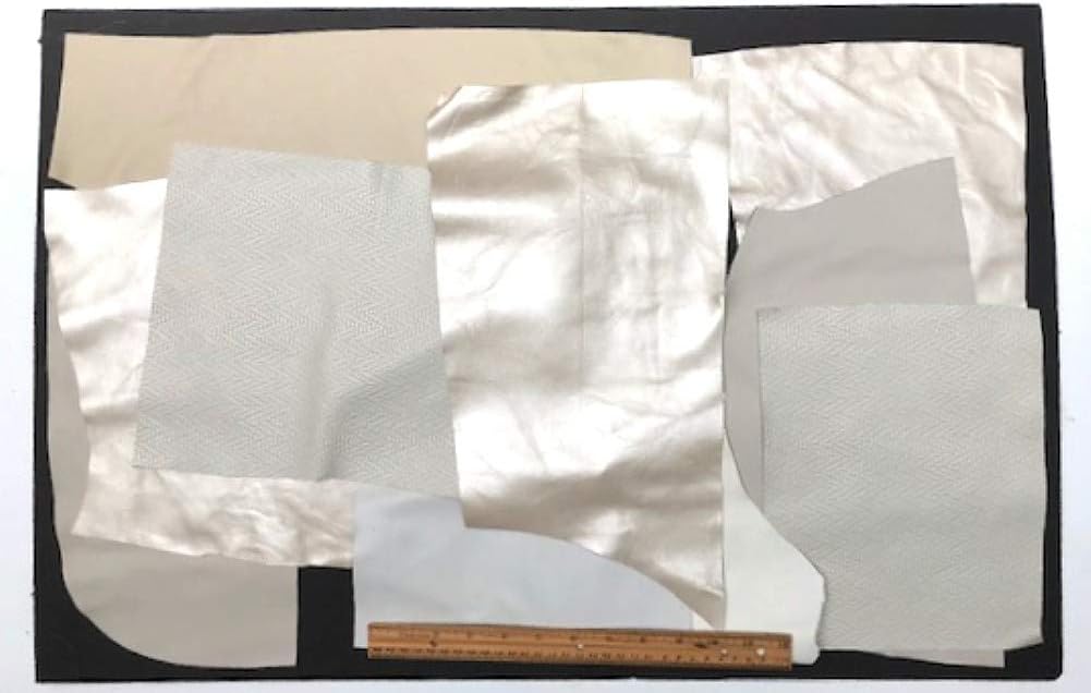 Scrap Soft Pack Upholstery Leather: White, Off-White, Cream, Mixed Large Pieces, 6 Square Feet