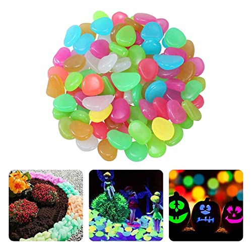 XCWTBL Bunt Leuchtsteine 200 Stück Kieselsteine Leuchtende Kieselsteine Leuchtkiesel Floureszierende Pebble Steine Dunkeln Leuchtende Kieselsteine,für Pflanzen Topf, Aquarium Usw Cover