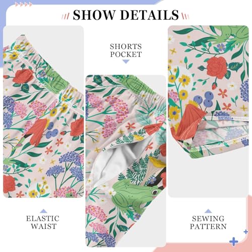 Frog Spring Florals Boys Long Pants Soft Trousers Elastic Waist Kids Lounge Bottoms with Pockets S-XL4