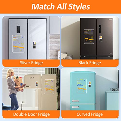 Loiion Fridge Calendar, Dry Erase Calendar Board For Fridge, Clear Acrylic Calendar For Refrigerator, Reusable Meal Planner Monthly Weekly To Do List Calendar Includes 4 Markers 7.9"X11.4" #TOP3