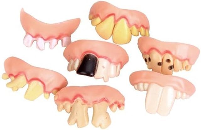WINOMO Halloween Demon Teeth Funny Wacky Artificial Teeth False Teeth Prop Toy for Halloween /Easter /Masquerade - 5 pcs/set (Random Shape)