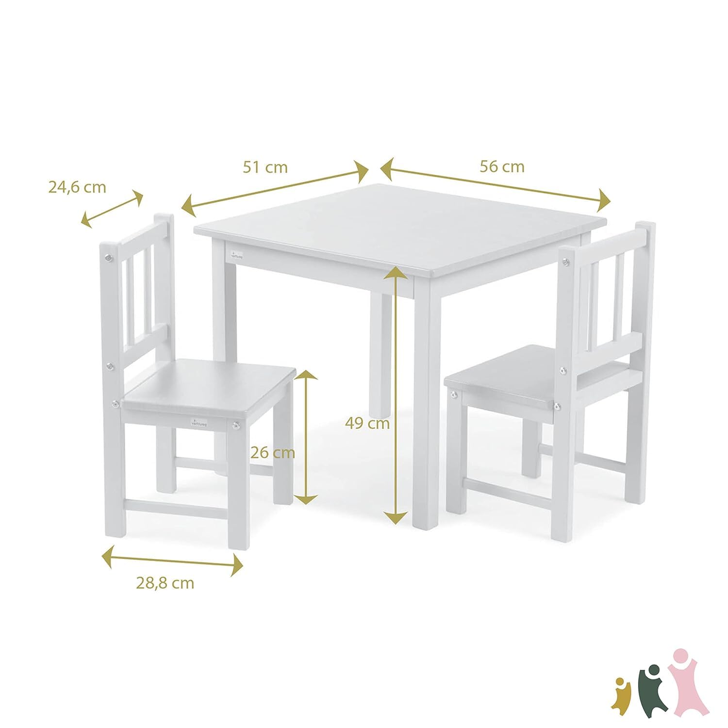 Geuther Ensemble Table et 2 Chaises pour Enfant – Bois de Haute Qualité – Design Ergonomique et Durable – Idéal pour Peinture, Jeux et Repas