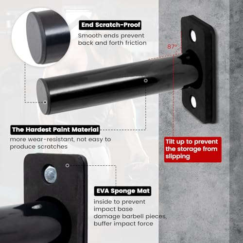 Brveniu Wall Mount Weight Plate Rack – 550lb Capacity for Home Gym(Black-4pis) by brveniu - Image 2