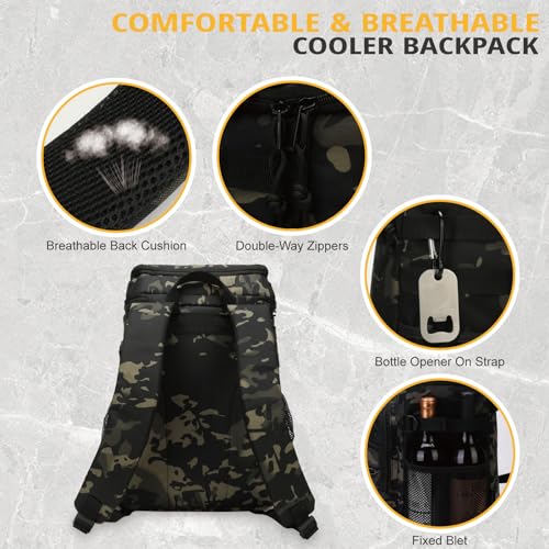 Image of 25L Insulated Cooler Backpack Water-Resistant Molle Cooler Bag for Camping