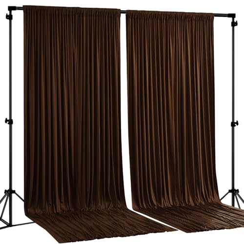Dark Brown Backdrop Curtains-Wrinkle-Free Polyester Photography Drapes Party Curtain Background for Baby Shower Wedding Decorations- 8 X10FT