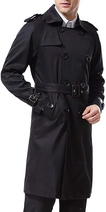 Men's Double Breasted Business Transition Trench Coat