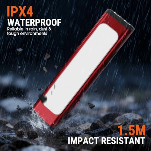 Spriak Pocket Flashlight, 1200 Lumens Rechargeable EDC Flashlight with Clip, USB-C Port, 3 Modes Waterproof Warning Light for Working, Camping, Repairing, Emergencies (Red, 1PCS) — view 6
