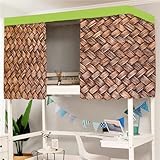 FANSU Etagenbett Vorhang, 3D Bambusstruktur Bettvorhang Hochbett Etagenbett Blackout Staubdicht Privatsphäre Bett Vorhang Vorhänge Moskitonetz für Schlafzimmer Kinderzimmer (Webart 7,1.2x2m)