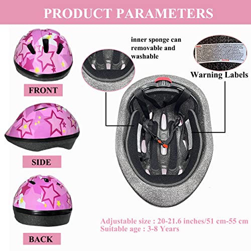 Lamsion Kids Helmet Adjustable for Kids Ages 3-8 Years Old Boys Girls, Toddler Helmet with Protective Sports Gear Set Knee Elbow Pads Wrist Guards for Cycling Skateboard Scooter