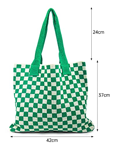 Image of Crochet Tote Bag for Women Large Capacity Shoulder Bag Handbags Knitting Hobo Bag Aesthetic Handmade Weaving