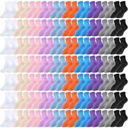 Liitrsh 100 Pairs Non Slip Yoga Socks with Grips Anti Skid Pilates and Barre Socks for Man Woman Pilates Ballet