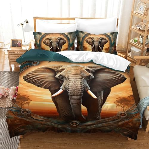 Housse de couette éléphant imprimée en 3D haute définition pour parure de lit durable