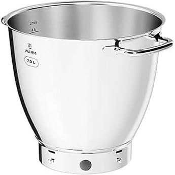 Kenwood KAB71.002SS Stainless Steel Bowl Accessory for Titanium Chef Patissier XL Food Processor EasyWarm Mixing Bowl with 7 Litre Capacity and Practical Handles Dishwasher Safe Stainless Steel