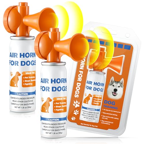 2 Pack Air Horn for Safety, 1.8OZ 120dB Dog Trainer, Stops Attacking Fighting Barking Jumping Chasing Scratching, for Scare Wild Animals, Protect Yourself & Pet While Walking
