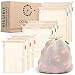 Colony Co. Reusable Produce Bags, Natural Cotton Mesh is Biodegradable, Recyclable Packaging, Machine Washable, Durable, Double-Stitched Seams, Tare Weight on Label, Set of 9, Small-Medium-Large
