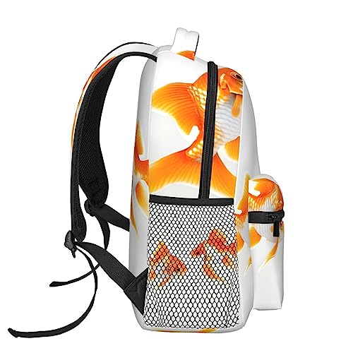 Mochila de viaje escolar de cerdo y pez dorado unisex 3