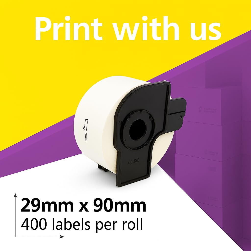 Printing Saver 10 Rouleaux Étiquettes Adresse Brother DK-11201 Compatibles 29x90mm