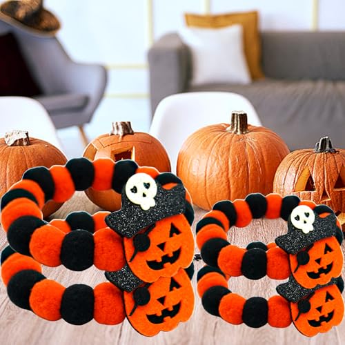 Collar Halloween para perro con pompones ajustable naranja miniatura 3