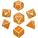 Hestya 7 Pieces Metal Dices Set DND Game Polyhedral Solid Metal D&D Dice Set with Storage Bag and Zinc Alloy with Enamel for Role Playing Game Dungeons and Dragons (Golden Edge Orange)