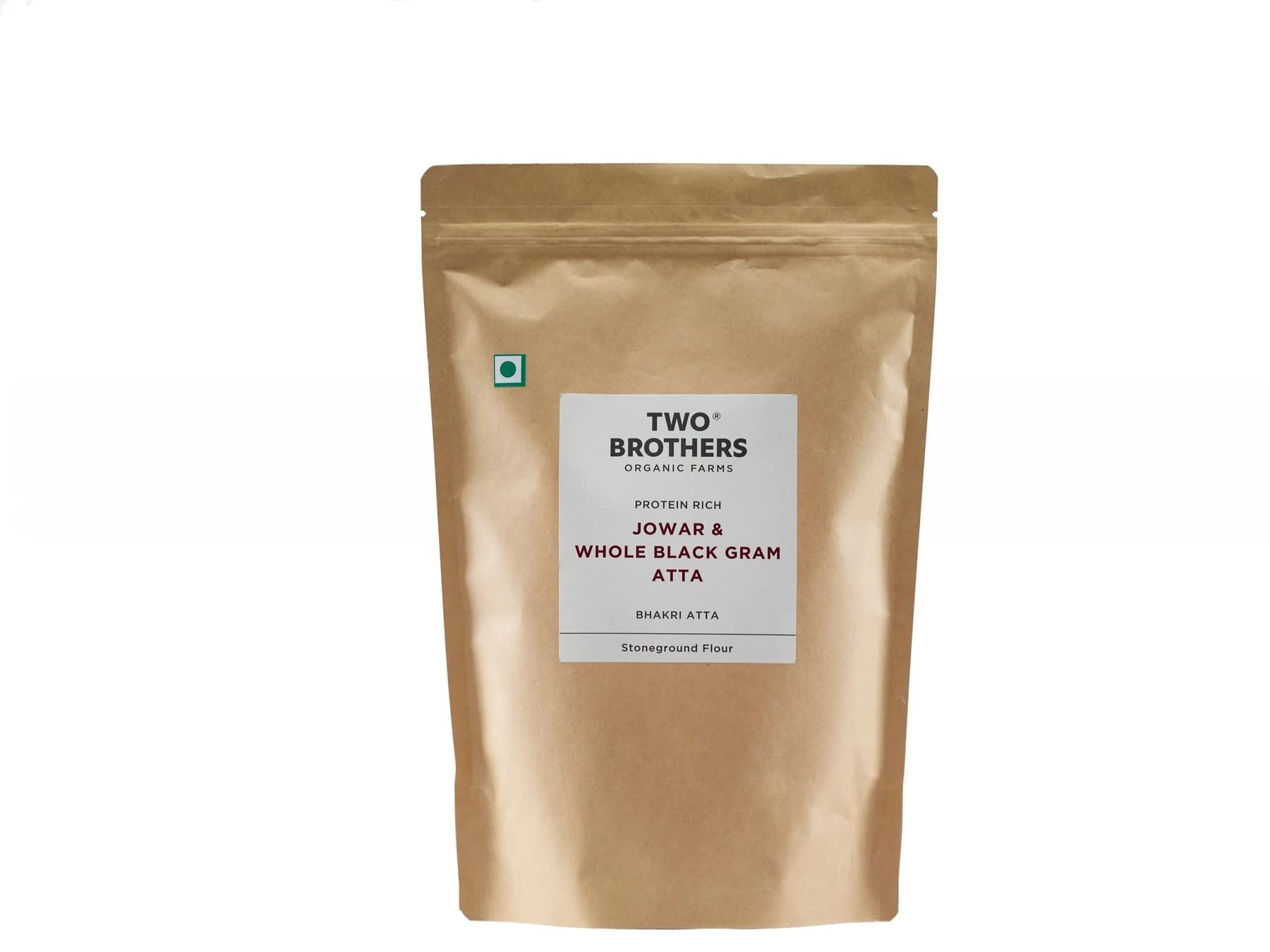Two Brothers Organic Farms Multigrain Flour 1kg | Jowar (83%) & Whole Black Gram (17%) | Stoneground, Gluten-Free & Protein Rich