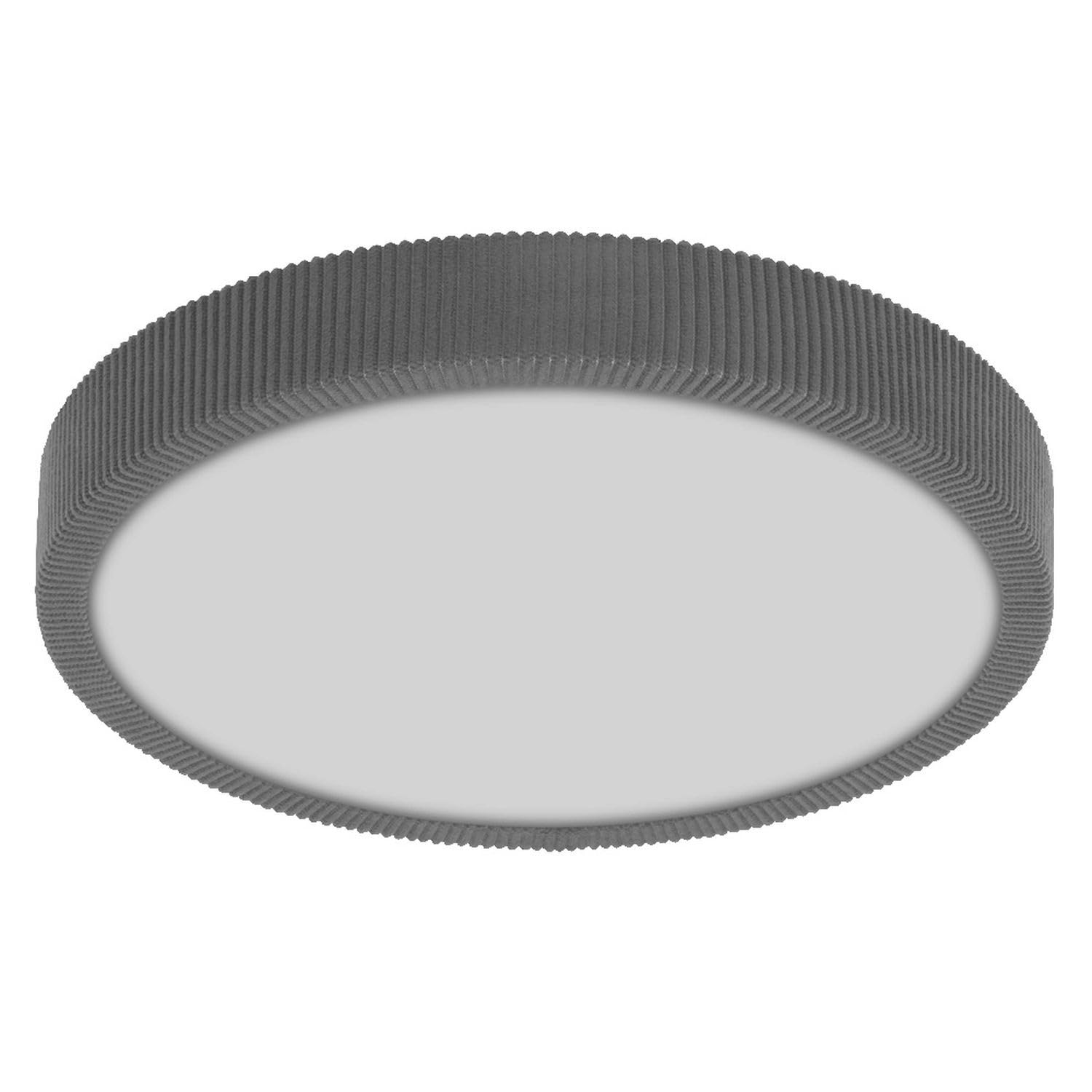 Licht-Erlebnisse LED Deckenleuchte Metall Stoff Grau 3000 K Click-DIM modern wohnlich Schlafzimmer Flur Essbereich Ø28.5 cm flache Deckenlampe Büro