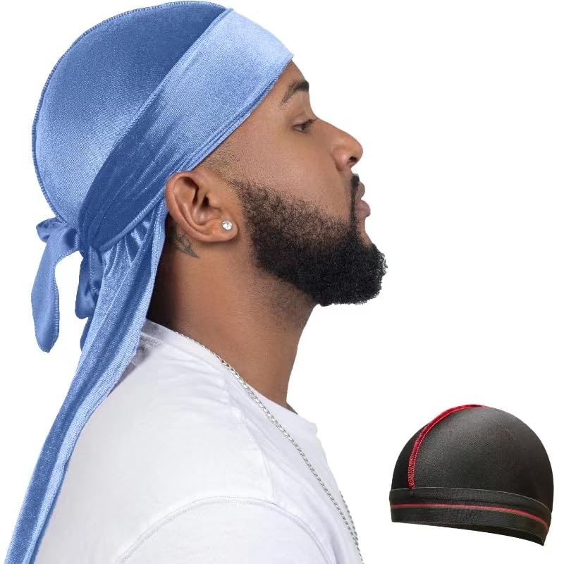 Velvet Durag for Men Wave Cap Velvet Dorag for Men Women 360 Wave