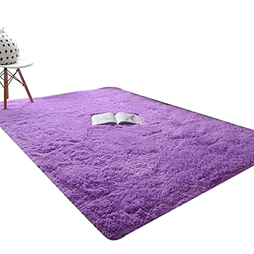 Alfombra Peluda Mullida Para La Sala De Estar, Alfombra De Alta Calidad, Súper Suave, Cálida, Lisa Y Gruesa, Para áreas De Lujo, Para Decoración Del Hogar Y El Dormitorio,Purple-200 * 200cm-2.15kg