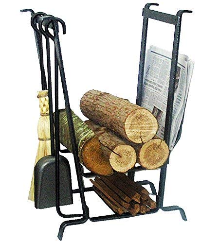 Enclume Complete Hearth Log Rack With Fireplace Tools, Hammered Steel #TOP4