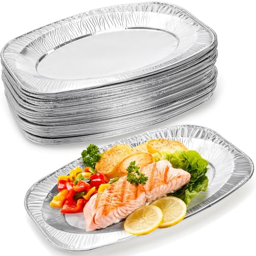 Frcctre 30 Pack Large Aluminium Foil Trays, 14x9 Inches Disposable or Reusable Aluminium Foil...