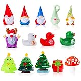 SYTTNUM Mini Adornos Navideños De Resina 14 Piezas,Figuritas De Navidad Adornos En Miniatura De Navidad Figuras Navidad para Decoración Navideña DIY Regalo Artesanía