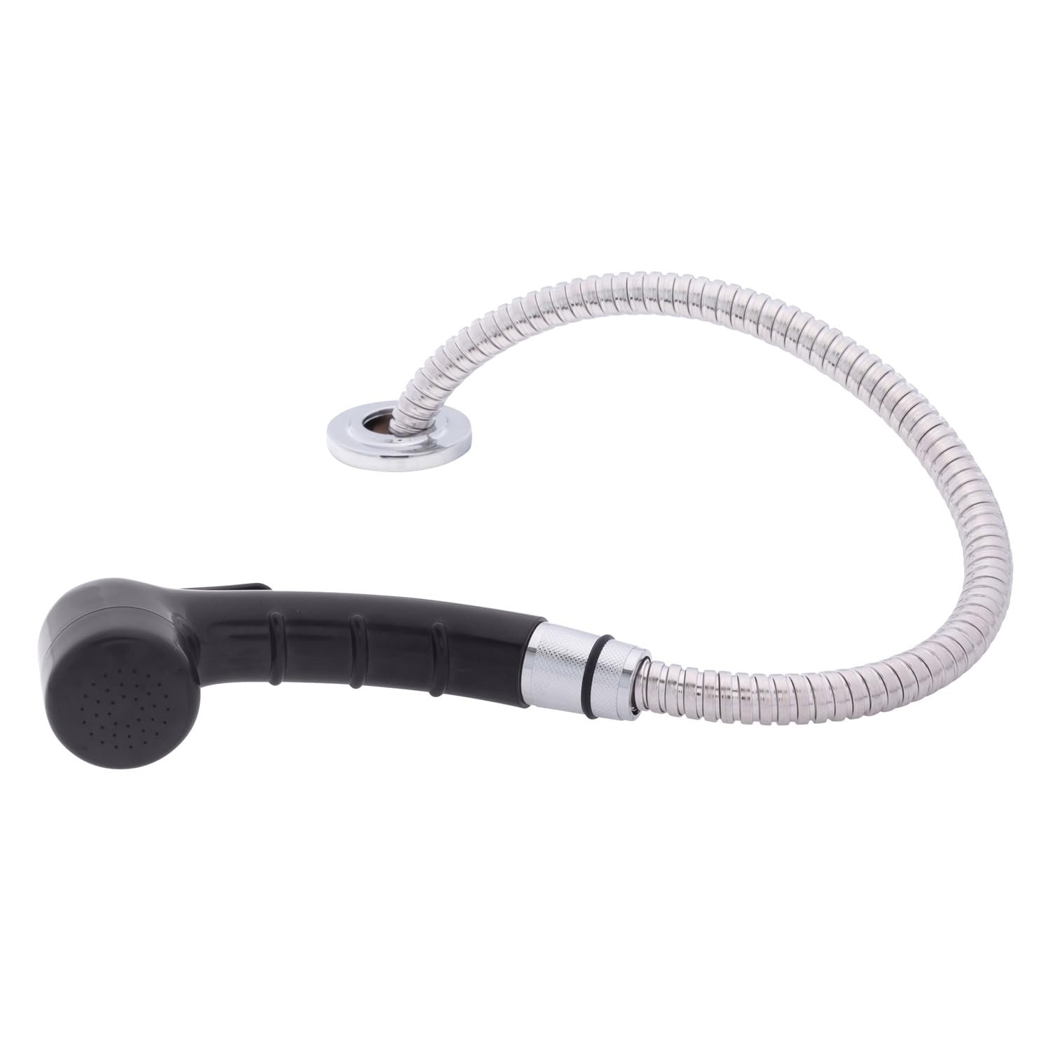 Ambassador Marine Deck-Mount Sprayer- Small Black Sprayer (No Eyelet for Hanging), 6' Stainless Steel Hose, Low Profile Holder - 134-0050-KP-W