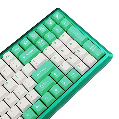 Image of 149 Lotus Pond Green White Dye-Sub Keycaps Thick PBT Cherry Profile Key caps for TKL 61 64 68 75 87 96 104 108 GMMK MX Mechanical Keyboard