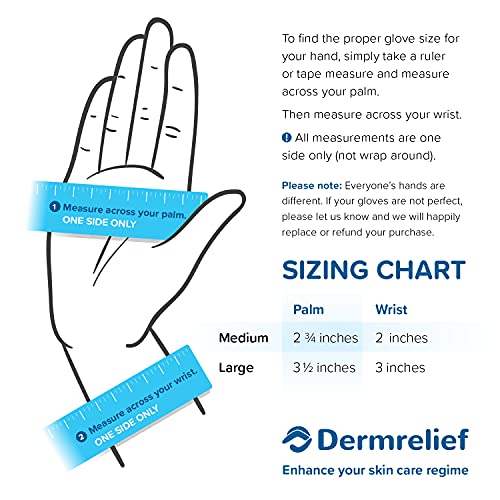 Dermrelief Cotton Gloves - for Beauty, Dry Hands, Eczema, Dermatitis and Psoriasis (Large, 3 Pairs)