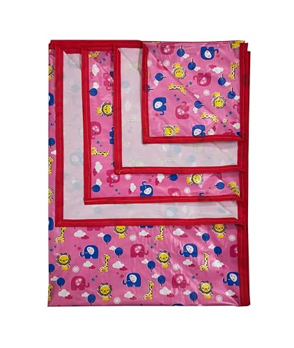 Image of EcoSoft Plastic Sheet,PVC Sheet for Kids,Rubber Sheet for Babies,Bed Wetting Protector(90 x 135 cm) (Pink JUNGLEBOOK)