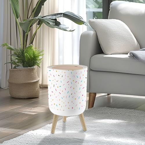 Caneca de basura pequeña con tapa y patas de madera 7L miniatura 2