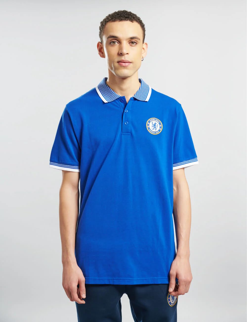 Chelsea Football Club - Polo ufficiale da uomo, con punta – Navy o Royal Blue – Maglietta casual a maniche corte