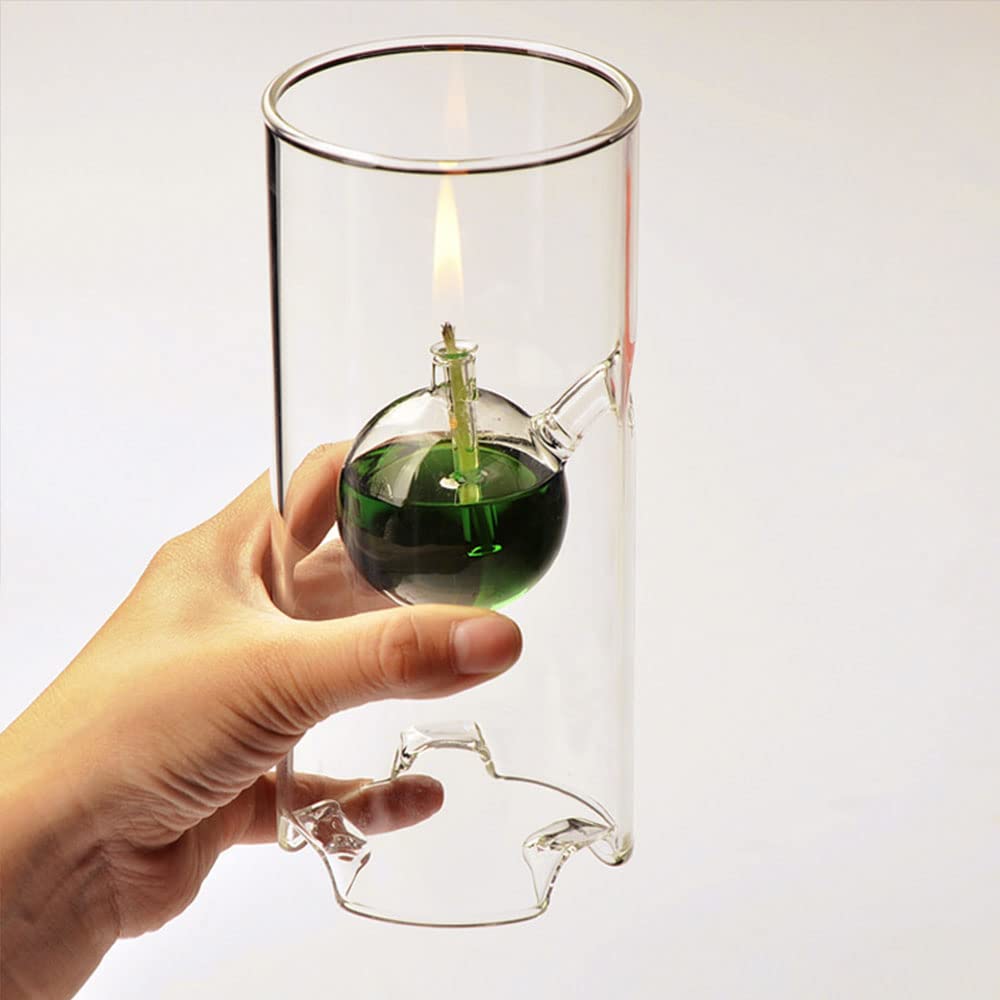 Lámpara Aceite Vidrio Transparente Lámparas de Aceite para Uso en Interiores Lámpara Queroseno Artesanal Moderna Luz Nocturna iluminación de Emergencia Exquisitas Luces Decorativas Mano Obra
