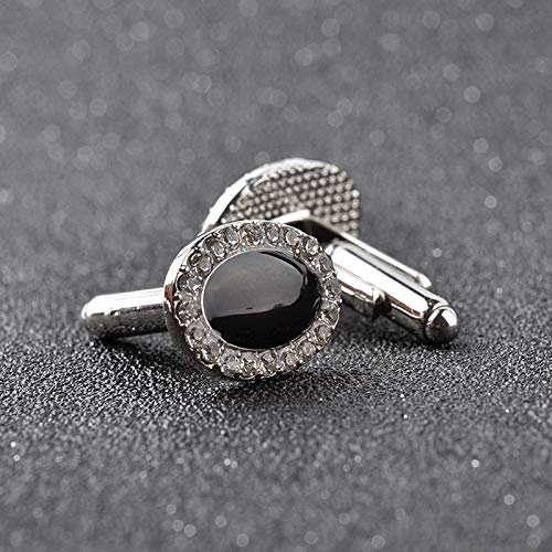 Mancuernillas Daesar para hombre plateadas y negras ovaladas miniatura 3