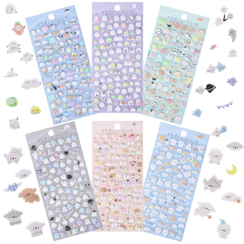 600+ Cute Mini Puffy Stickers - 6 Sheets of Adorable Small 3D Stickers for Kids and Adults - Tiny Stickers for Phone Case, Notebook, Scrapbooking - Perfect for Craft and Gift