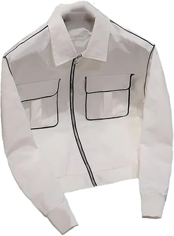 Dvbfufv Mens Autumn Casual Comfortable Turn-Down Collar Zippered Jacket Slim Solid Color Long Sleeved Jacket