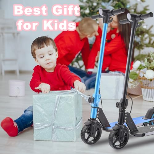 Image of Electric Scooter for Kids Ages 6-14, 150W Motor, 4 /7 /11 Mph, 60 mins Ride Time, Adjustable Speed, LED Display, Colorful Lights, Electronic Brake, Foldable Kids Electric Scooter ，UL2272 Certified(Blue)