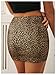 WDIRARA Women's Sexy Leopard Print Mini Skirt Mesh Bodycon High Waisted Skirts Petite L