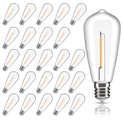 25 PacK Edison E17 LED Bulbs ST40 0.6W Shatterproof Replacement Bulbs