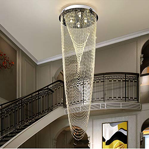 Suspension escalier en cristal luminaire majestueux pour hall de villa et loft duplex